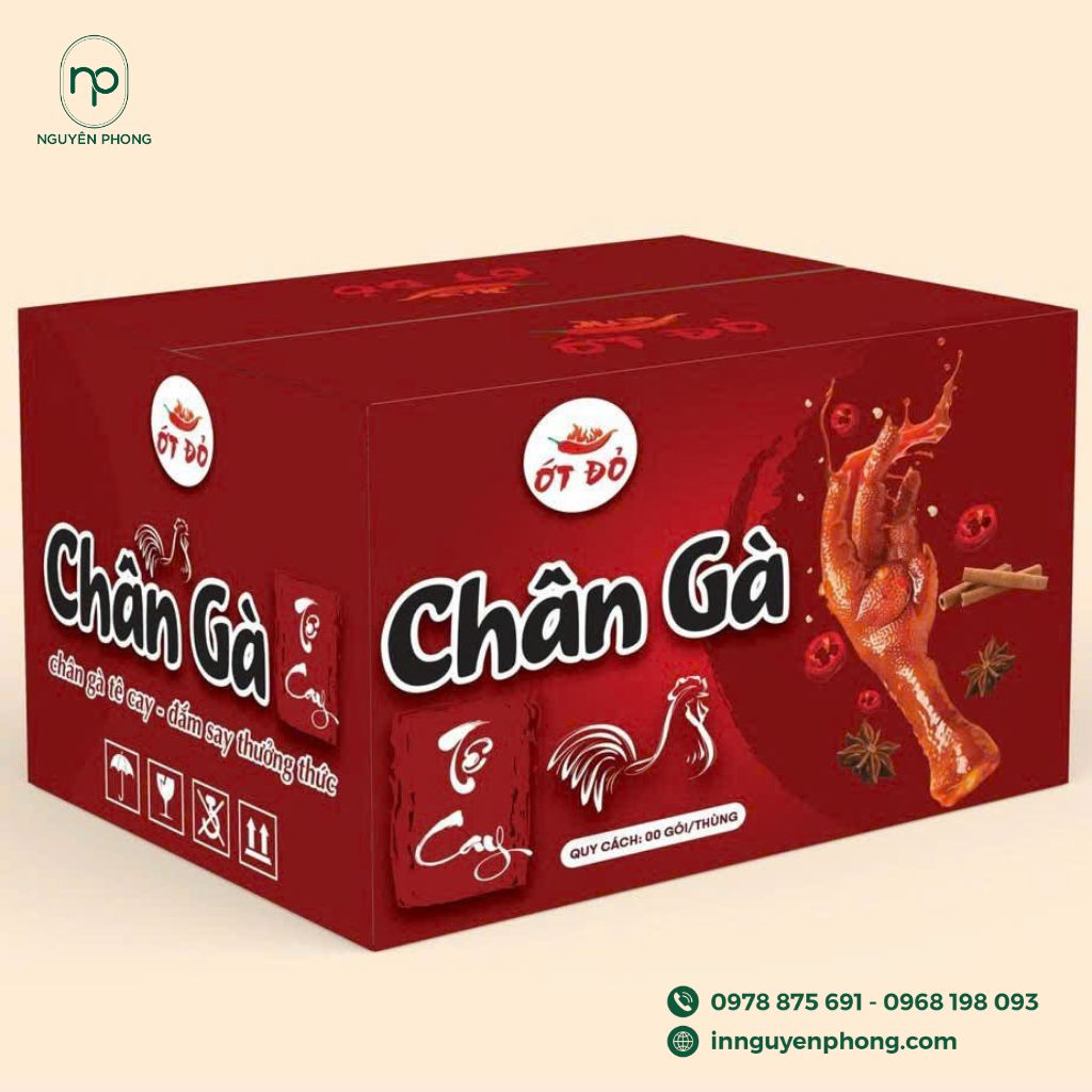 Hộp giấy đựng chân gà ớt đỏ
